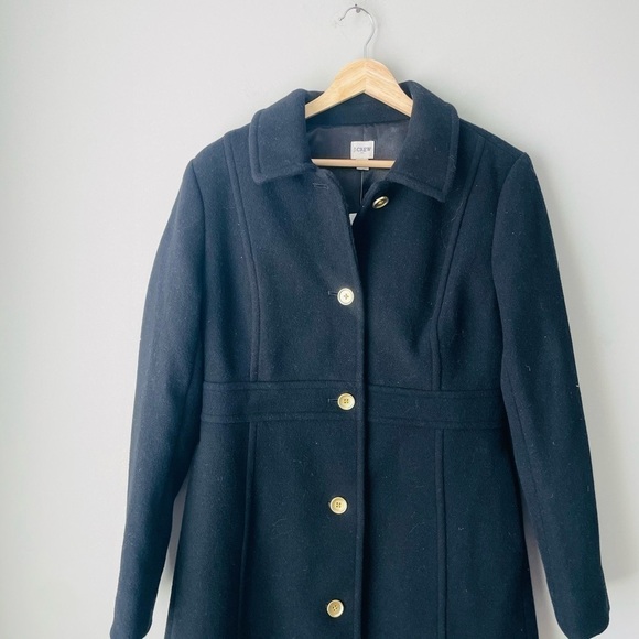 J. Crew Black and Gold Pea Coat with Notched Lapel - Picture 2 of 8